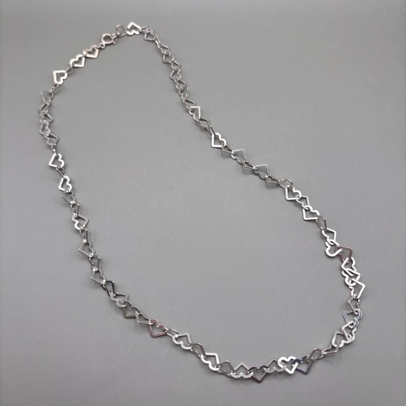Milor Jewelry - Vintage Milor Italy Necklace 925 Sterling Open Heart Link 18"